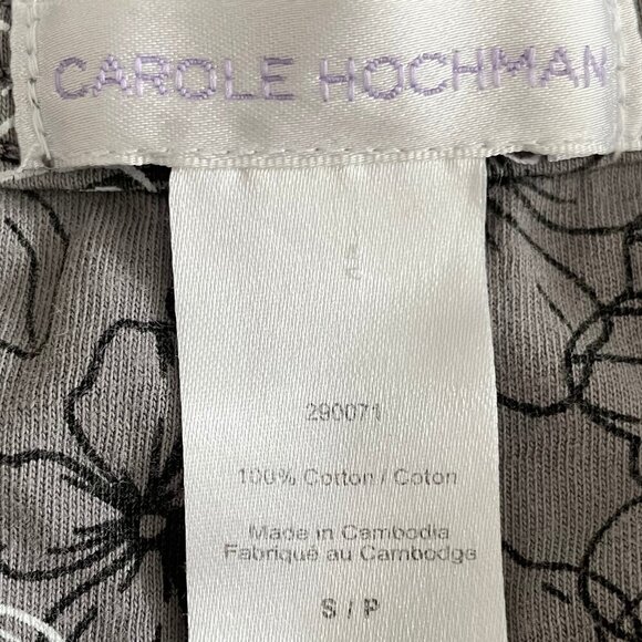 Carole Hochman Comfy Floral Print 2 Piece Cotton Pajama Set Grey White Blk Sz S - Picture 11 of 13